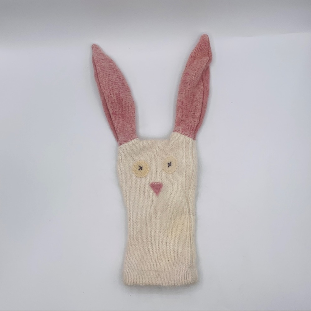 CATE & Levi BUNNY RABBIT Hand PUPPET Super Soft Handmade CANADA Reclaimed Wool